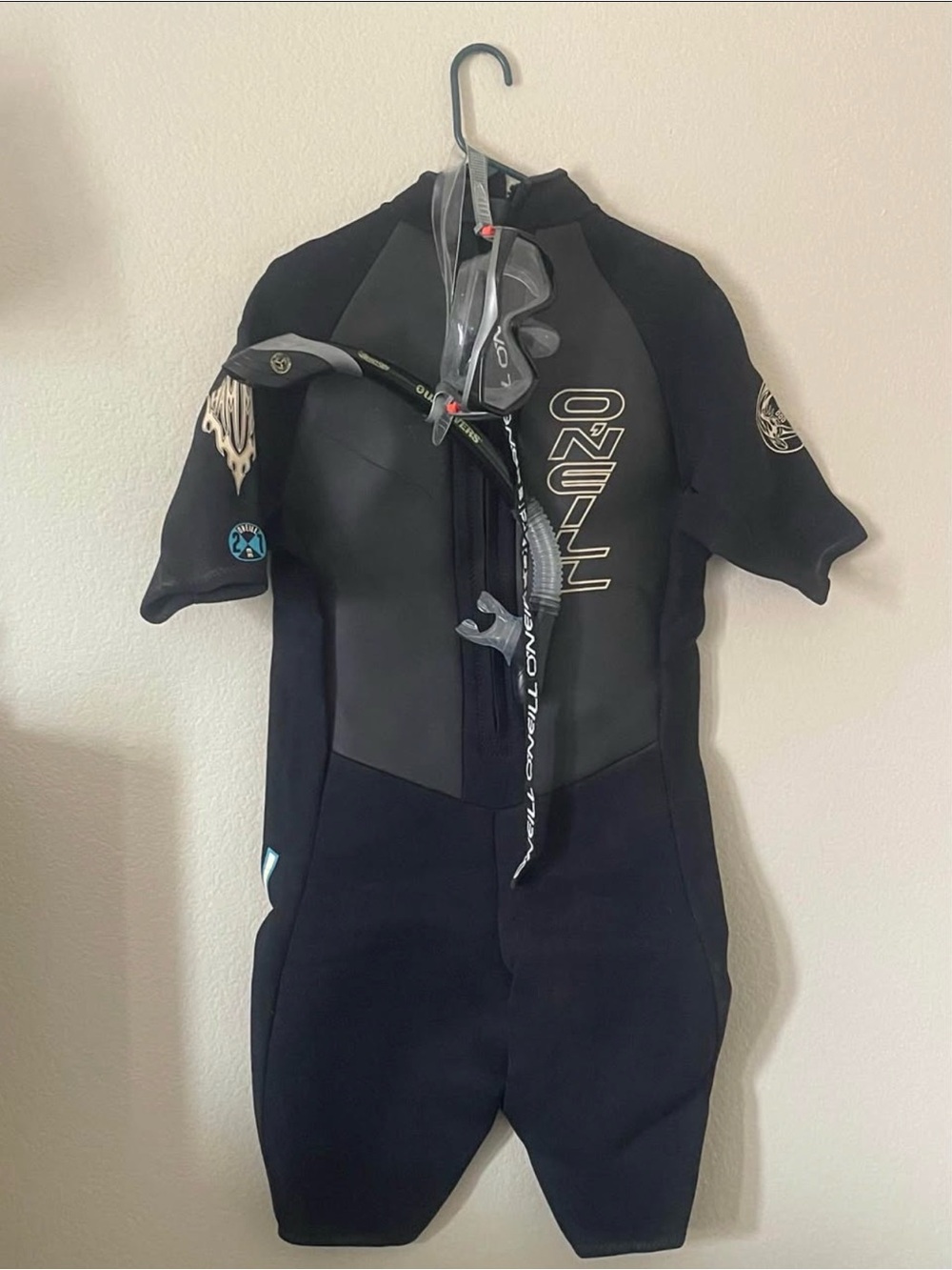 O'Neill Black Short Sleeve Front-Zip Spring Wetsuit